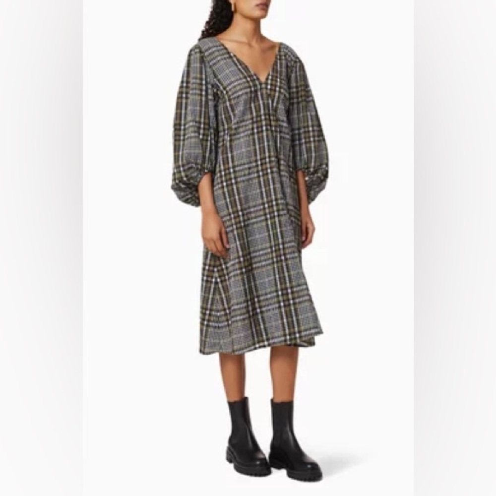 Ganni Seersucker Check Dress